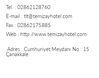 Temizay Hotel iletiim bilgileri
